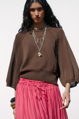 KNIT SWEATER WITH LOOSE-FIT SLEEVES