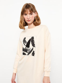 Bisiklet Yaka ??lemeli Uzun Kollu Oversize Kad?n Tunik