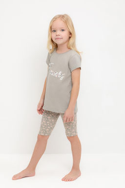 К 1647/пыльно-оливковый,полевые цветы пижама для дев