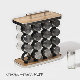 Набор баночек для специй на подставке Magistro Модерн, 16 шт., стекло  фото 2