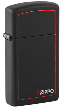 Зажигалка ZIPPO узкая с фирменным логотипом и красной окантовкой | Slim® 1618ZB