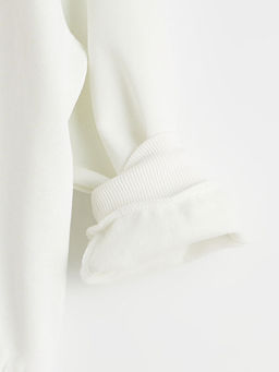 Bisiklet Yaka Stitch ve Angel Bask?l? K?z ?ocuk Sweatshirt