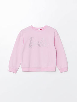 Bisiklet Yaka Barbie Ta? Bask?l? K?z ?ocuk Sweatshirt