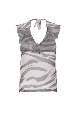 Gri Animal Desenli Boyundan Baglamal? Regular/Normal Kal?p F?rf?r Detayl? Orme Bluz TWOSS24BZ00498 - Trendyolmilla фото 8