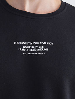 Bisiklet Yaka Bask?l? Erkek Sweatshirt