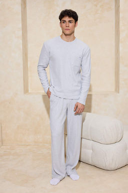 Bej Regular Fit Cepli Etiket Detayl? Yumusak Tuseli Orme Pijama Tak?m? TMNAW26PT00000 - Trendyolmilla фото 12