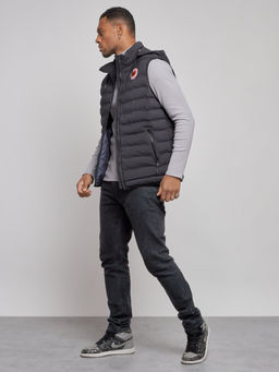 Жилетка мужская утепленная с капюшоном черного цвета 886Ch - YUNDA фото 3