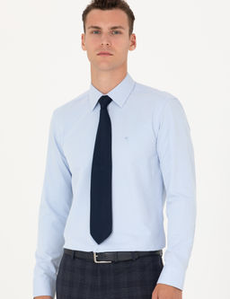 A__k Mavi Slim Fit Uzun Kollu Basic G_mlek