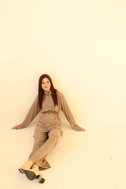 7366 Костюм трикотажный в стиле бохо серо-бежевый - Martichelli фото 5