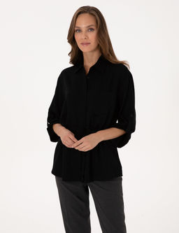 Siyah Comfort Fit Uzun Kollu G_mlek