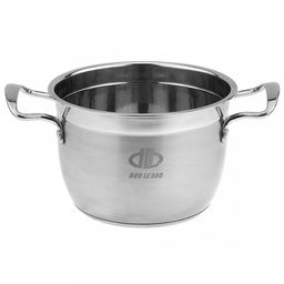 Кастрюля из нержавеющей стали "Аксай" 2,1л, д17,7см h11,7см, s0,35мм, матовая полировка, стеклянная крышка, металлические ручки, с теплораспределительным дном 0,5см, цветная коробка (Китай)