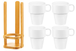 Набор 4 кружек 170 мл 10,5*8,5*21 см Айсберг на дерев. подставке - Elan gallery фото 9
