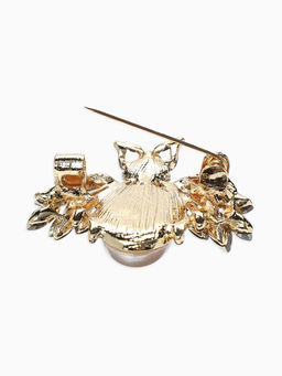 Брошь «Жук» роскошный, жемчуг, кристаллы, цвет белый радужный в золоте