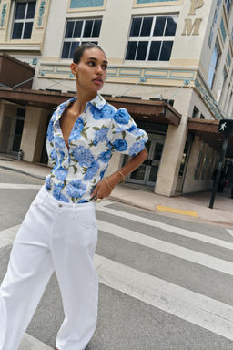 FLORAL PRINT POPLIN SHIRT