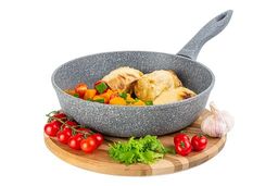 Сковорода глубокая 26 см ГАРМОНИЯ ВКУСА Серый мрамор без крышки, н/р, 45,5*27*12 см
