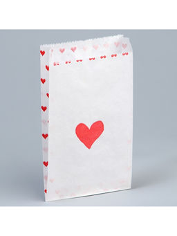 Цена за 50 шт. Пакет бумажный фасовочный, упаковка, белый, Сердца 20?11?4 см без окна