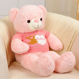 Мягкая игрушка Медведь, розовый, в розовой кофте, 75 см - Simaland фото 2