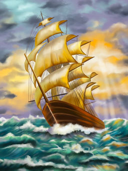 Вышивка крестиком 40х50см, Парусник