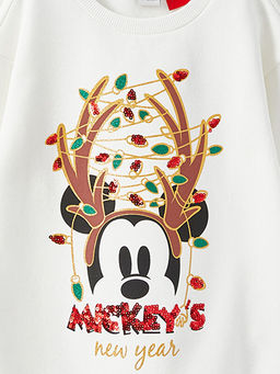 Bisiklet Yaka Mickey Mouse Bask?l? Y?lba?? Temal? Uzun Kollu K?z ?ocuk Sweatshirt - Waikiki фото 3