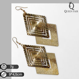 Серьги висячие «Ромб» дуо, цвет золото, 9 см