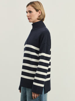 Джемпер на молнии в полоску / Zarina  фото 5