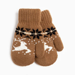 Варежки детские, цвет коричневый, размер 14 (4-6 лет) - Rossini фото 2