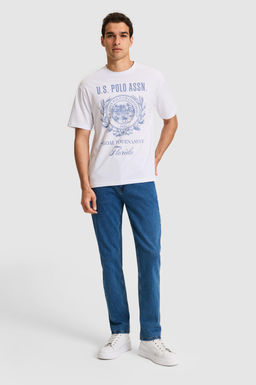 Erkek Comfort Fit Bisiklet Yaka Beyaz Ti__rt