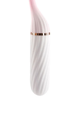 Вибратор с вакуумным стимулятором OTOUCH Lollipop Dual Stimulation, силикон, бело-розовый, 20 см