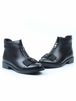 01-CA104-1 BLACK Ботинки демисезонные (натуральная кожа, байка)