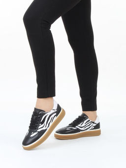 03-Y6-1B BLACK/WHITE Полуботинки спортивные женские (натуральная кожа)