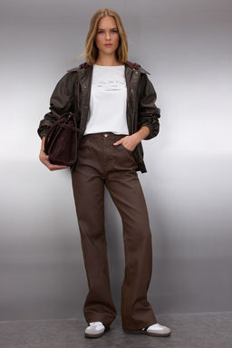 Kahverengi Kaplamal? Yuksek Bel Wide Leg Jeans TWOAW25JE00233
