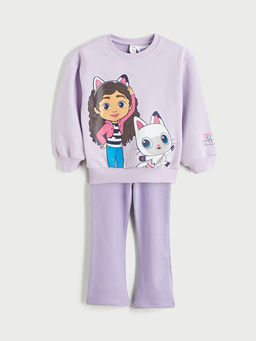 Bisiklet Yaka Gabbys Dollhouse Bask?l? K?z ?ocuk Sweatshirt ve Tayt