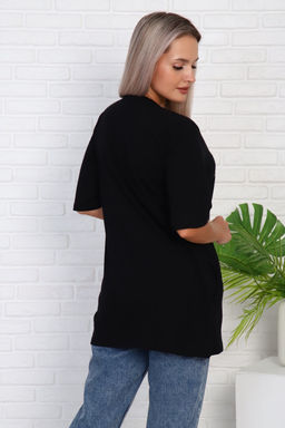 Футболка удлиненная с рисунком листья пальмы, Арт. 786