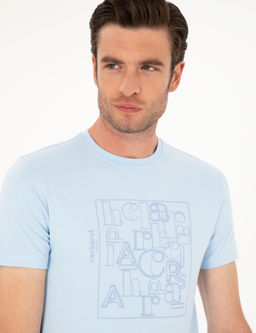 Голубая зауженная футболка с круглым вырезом - Cacharel фото 2