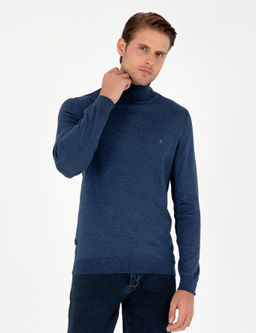 _ndigo Melanj Slim Fit Bal_k__ Yaka Basic Triko Kazak