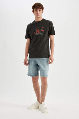 Футболка с короткими рукавами и круглым вырезом Deadpool Regular Fit с принтом - Defacto фото 2