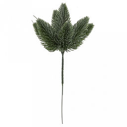 Декоративная ветка "Елка букет" 24см, малая, 7 веток, пластик, перламутр блест., набор 2шт (Россия)