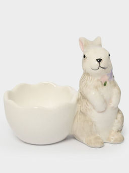 Подставка для яйца, 8 см, керамика, серая, Кролик с цветами, Brown Rabbit - Anna lafarg фото 8