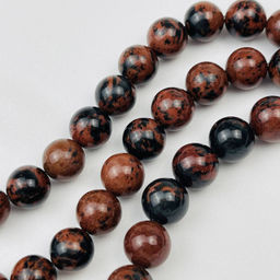 Бусины для украшений из коричневого Обсидиана (37 бусин) 38 см