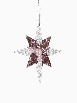 Цена за 3 шт. Ёлочная игрушка Зимнее волшебство. Звезда сияние серединка блеск, 1212 см, прозрачно-розовый фото 11