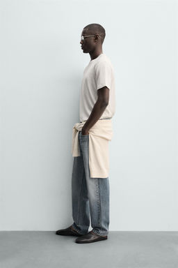 CAMISETA LINO - ALGOD?N / Blanco roto - Zara фото 4