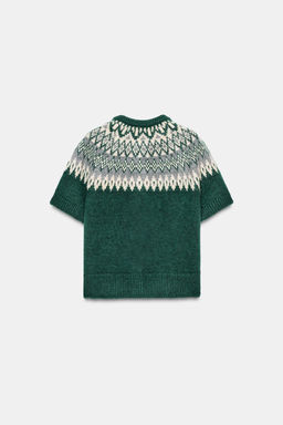 JACQUARD KNIT SHORT SLEEVE CARDIGAN - Zara фото 4