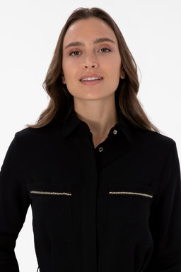 Kad_n Siyah Dokuma Elbise Sepette S_rpriz _ndirim - U.s. polo assn фото 2