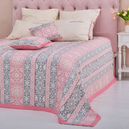 Покрывало хлопковое Этель Инди 200х2405 см, цвет серо-розовый, 100%хлопок, 300гр/м2  фото 3