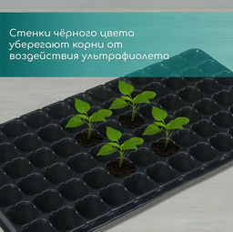 Цена за 3 шт. Кассета для рассады, на 72 ячейки, по 50 мл, из пластика, чёрная, 54×28×4 см, Greengo