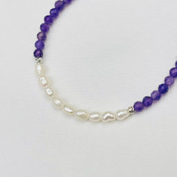 Браслет из Аметиста и Жемчуга 19 см +