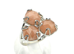 Модное кольцо с солнечным камнем, серебристое Радуга камня