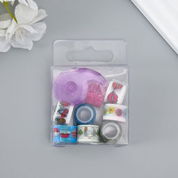 Цена за 2 шт. Клейкая лента декоративная с держателем, набор 8 шт., ш. 1.2 см, дл. 2.8 м, МИКС