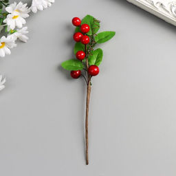 Цена за 24 шт. Декор для творчества, веточка с 7-ю ягодками, 20?5 см