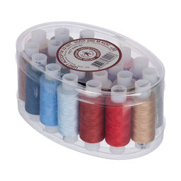 Швейные нитки (армированные) 35 ЛЛ 200 м КН АССОРТИ 22 шт в пластик. коробке